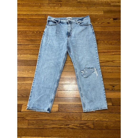 Abercrombie Fitch Womens Ankle Straight Ultra High-Rise Jeans Plus Sz 18 Blue - Picture 1 of 7